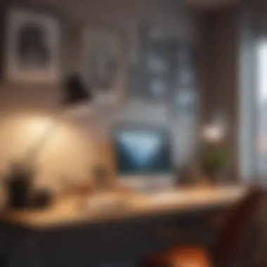 Stylish Workspace Enhanced by Accent Lighting Stylish workspace illuminated by battery operated accent lamps