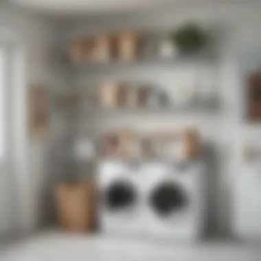 Elegant wire shelving installation in a laundry room showcasing organization