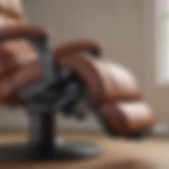 Close-up view of ergonomic design features on a footrest chair