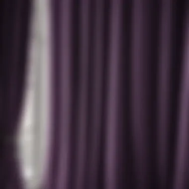 Close-up of fabric texture of purple blackout curtains