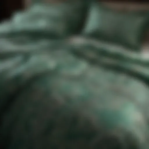 Elegant green twin size comforter with intricate patterns