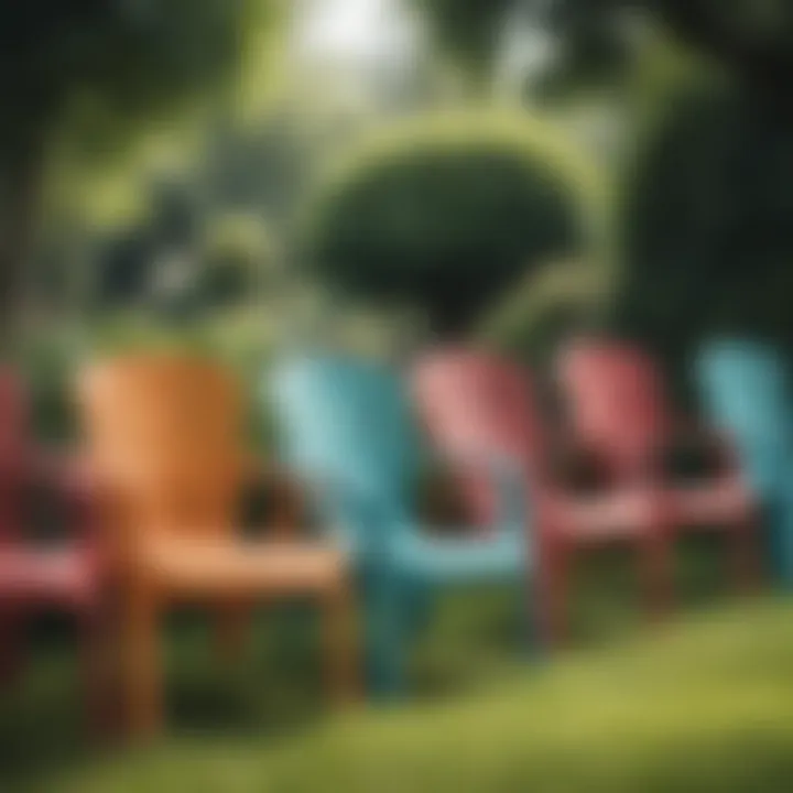 A collection of various styles of garden plastic chairs