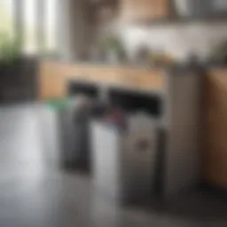 Stylishly organized recycling bins in a modern kitchen setting