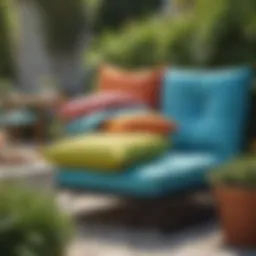 Vibrant outdoor cushions enhancing a garden conversation set