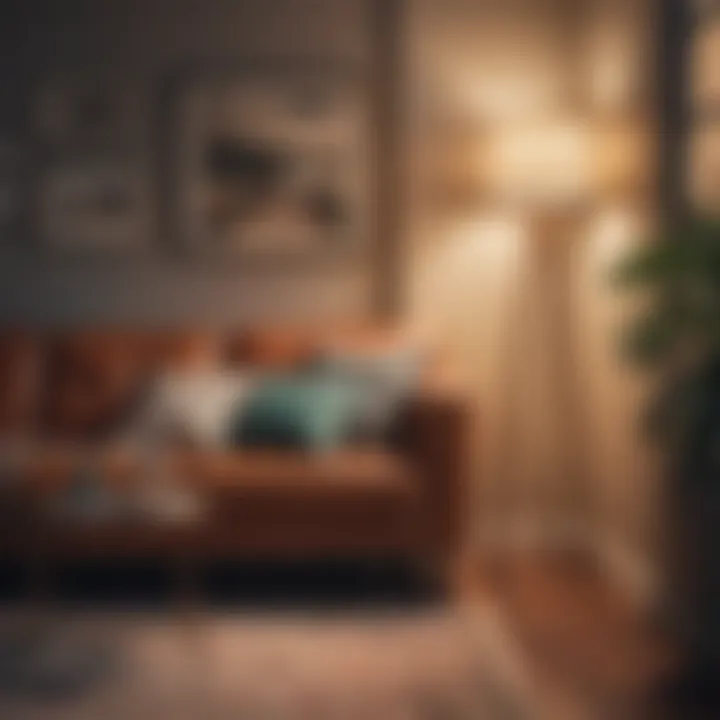 Stylish vintage floor lamp illuminating a cozy reading nook.